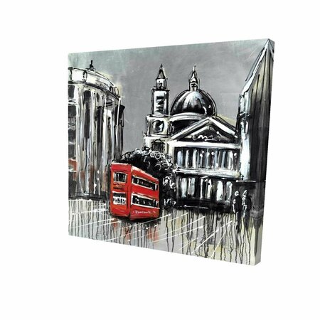 FONDO 16 x 16 in. London Street with Red Bus-Print on Canvas FO2789105